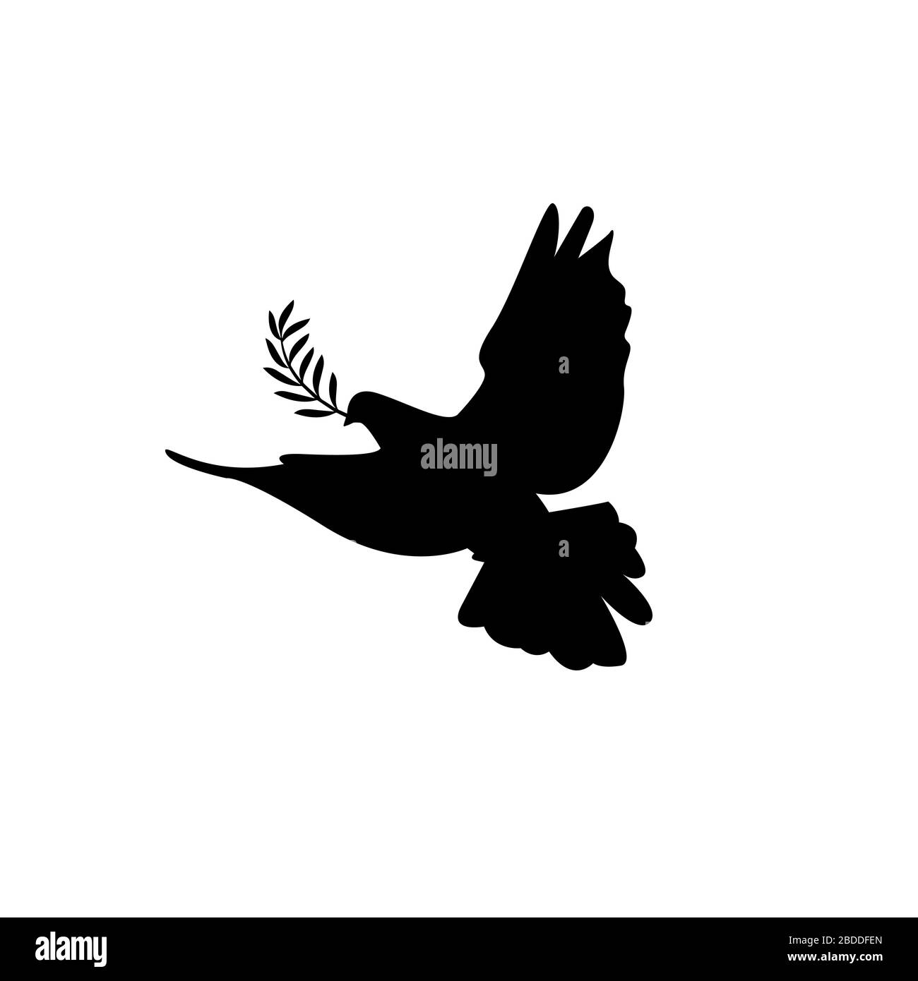 Silhouette noire d'une colombe sur un fond blanc. Illustration de Vecteur