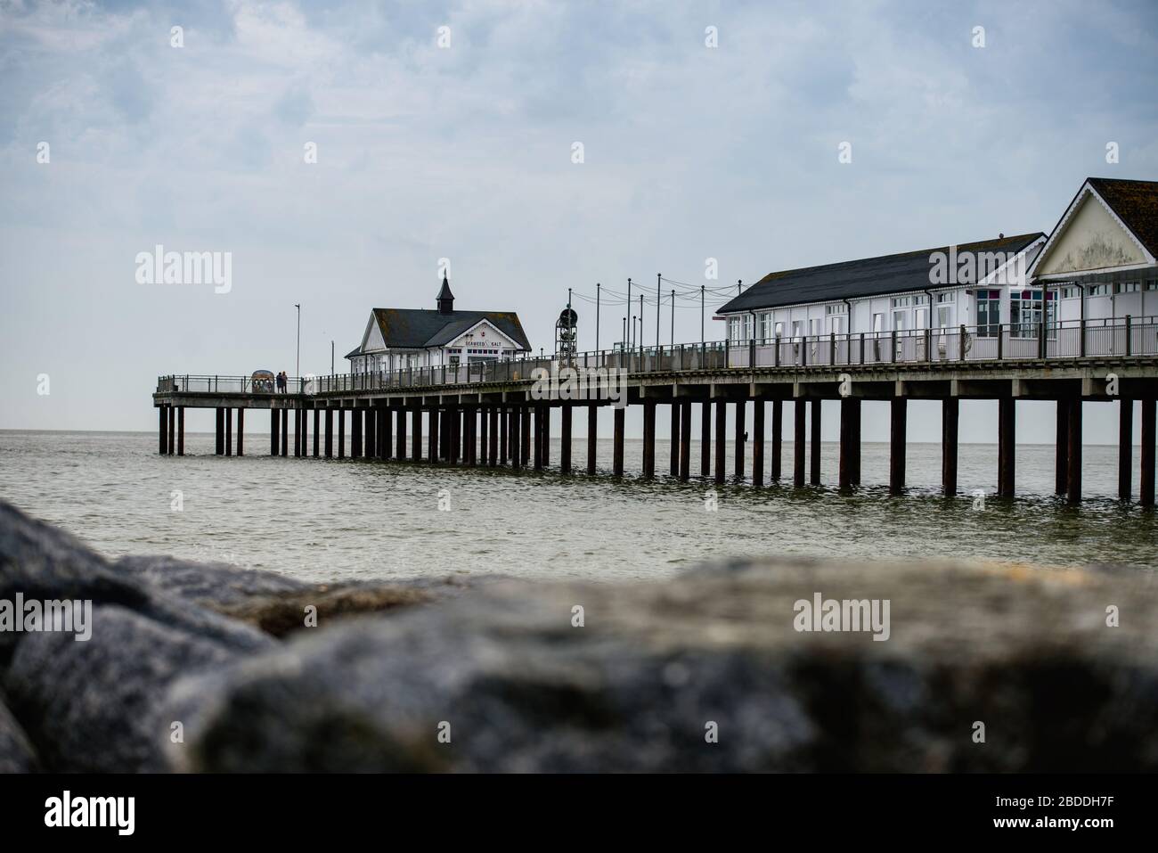 Southwold Pier photographié de la plage Banque D'Images