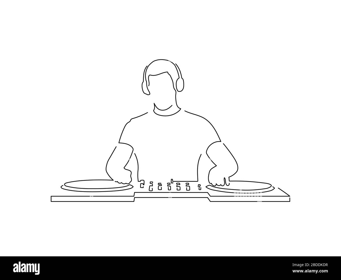 Dessin de ligne isolé de la musique, illustration vectorielle. Illustration de Vecteur