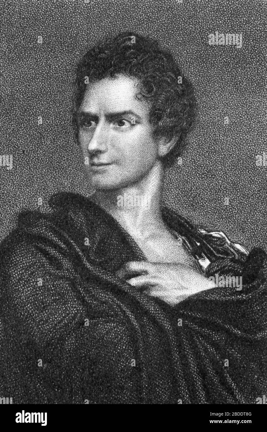 Acteur anglais Edmund Kean (1787–1833) en tant que Coriolanus de William Shakespeare, 1820. Après Thomas Charles Wageman (1787–1863). Banque D'Images