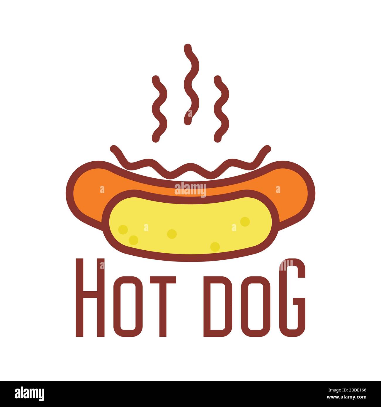 Icône chien chaud - emblème de la rue avec hotdog, style de ligne Illustration de Vecteur