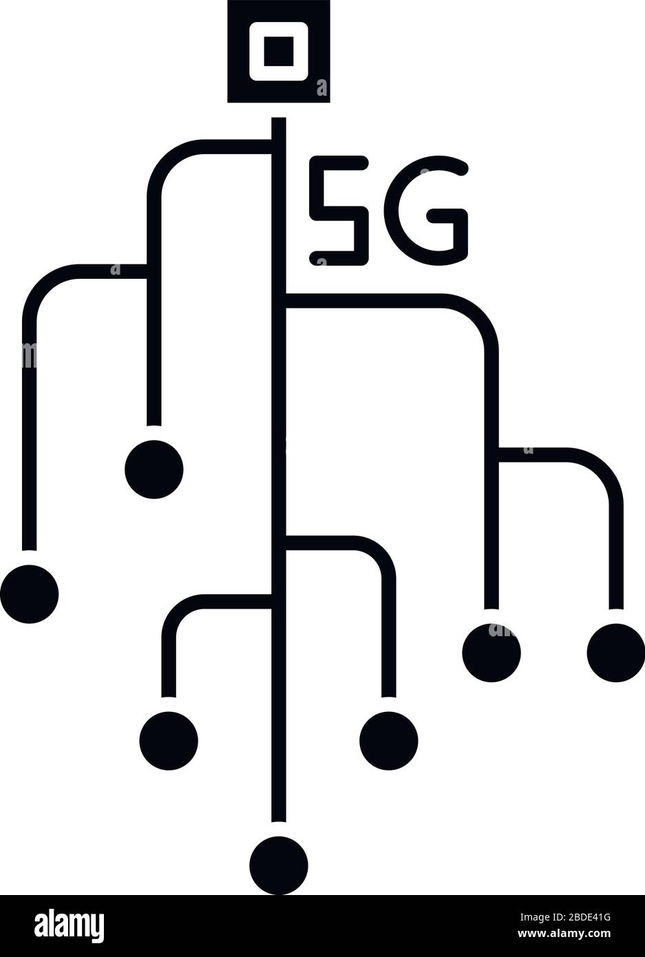 Icône glyphe noir de puce 5 G. Microchip, microcircuit. Réseau cellulaire mobile. Technologie sans fil. Connexion rapide. Symbole silhouette sur espace blanc Illustration de Vecteur