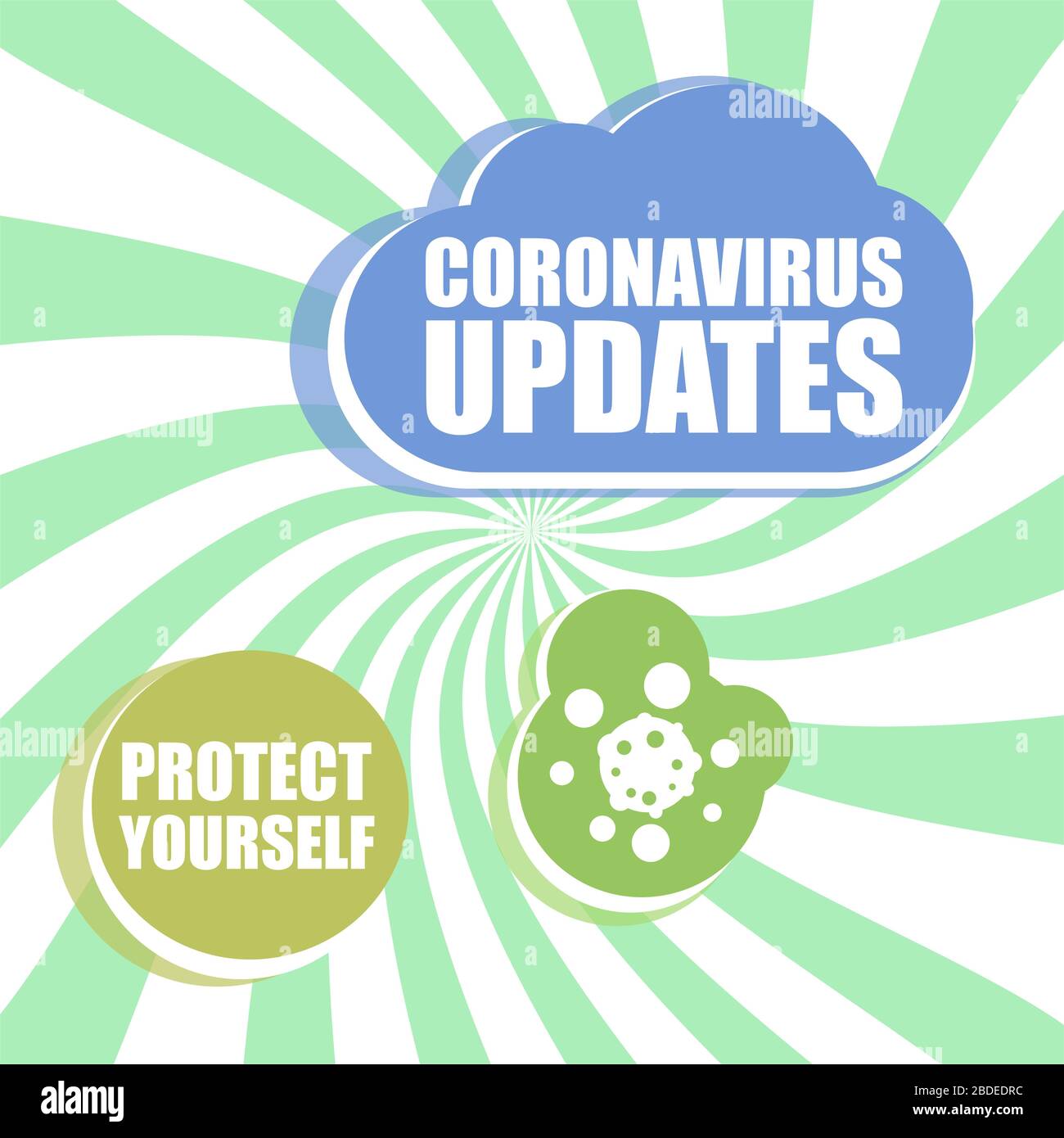 Mises à jour de Covid-19 Coronavirus. Protégez-vous. Concept médical pandémique. Signe attention coronavirus. Arrêter le virus corona Banque D'Images