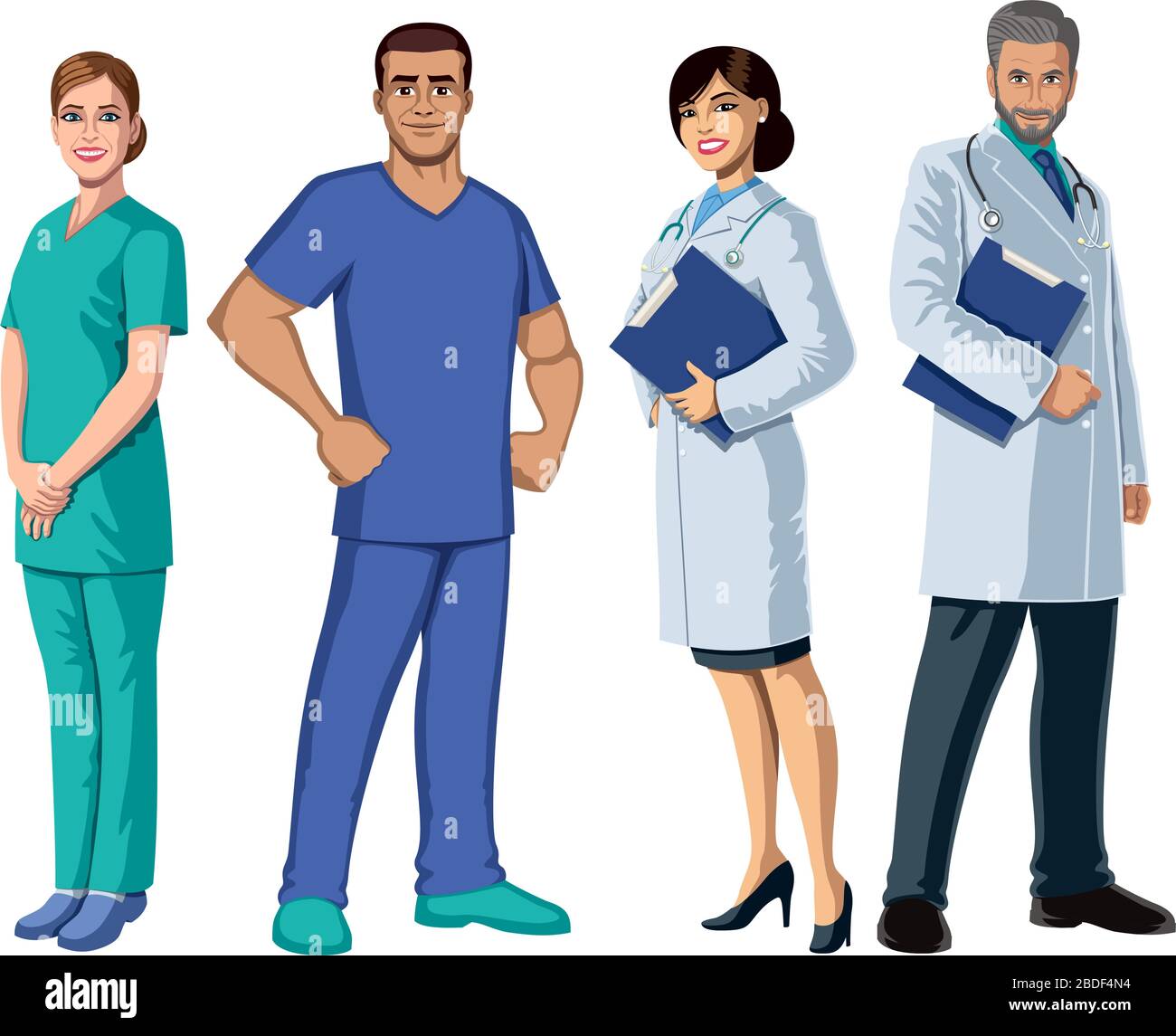 Les travailleurs de la santé sur le blanc Illustration de Vecteur
