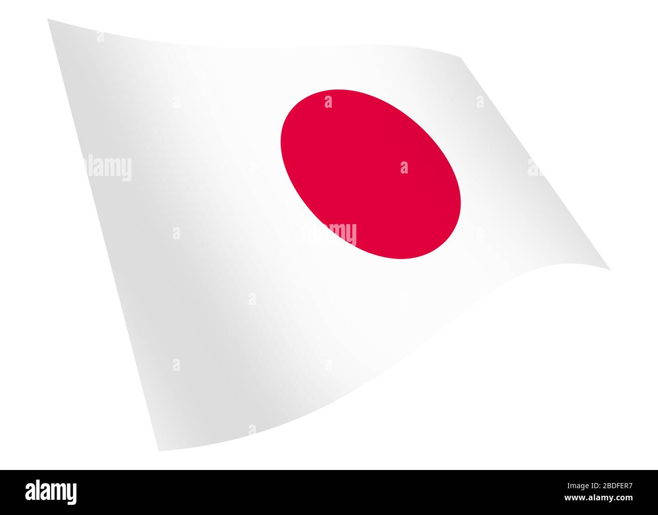 Un drapeau du Japon agitant le drapeau graphique isolé sur blanc avec le chemin de découpe Banque D'Images