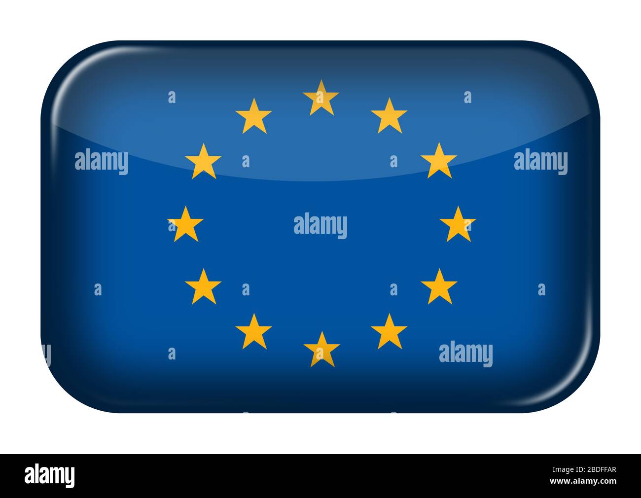 Bouton rectangulaire de l'icône Web du drapeau de l'Union européenne avec masque Banque D'Images