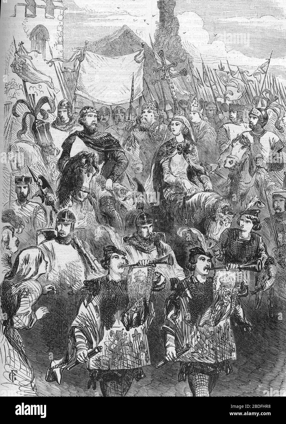 Huitieme Croisade : 'partie du roi d'Angleterre Edouard Ier (1239-1307) et d'Eleonore de Castille (1241-1290) pour Tunis avant d'entreprendre la Neuvi Banque D'Images