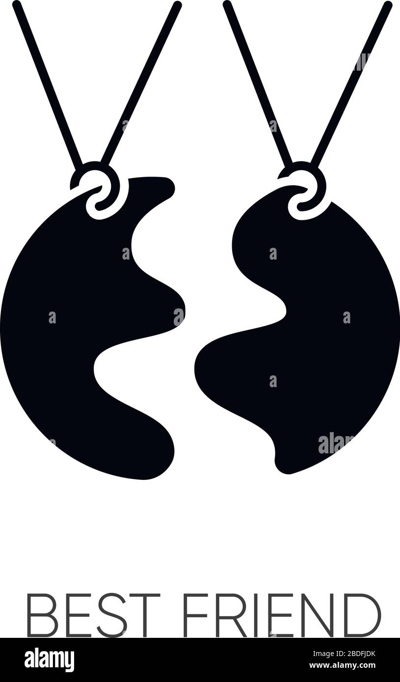 Icône de glyphe noir du meilleur ami. Lien interpersonnel fort, symbole de silhouette d'amitié sur l'espace blanc. Accessoire de relation convivial. Charme BFF Illustration de Vecteur