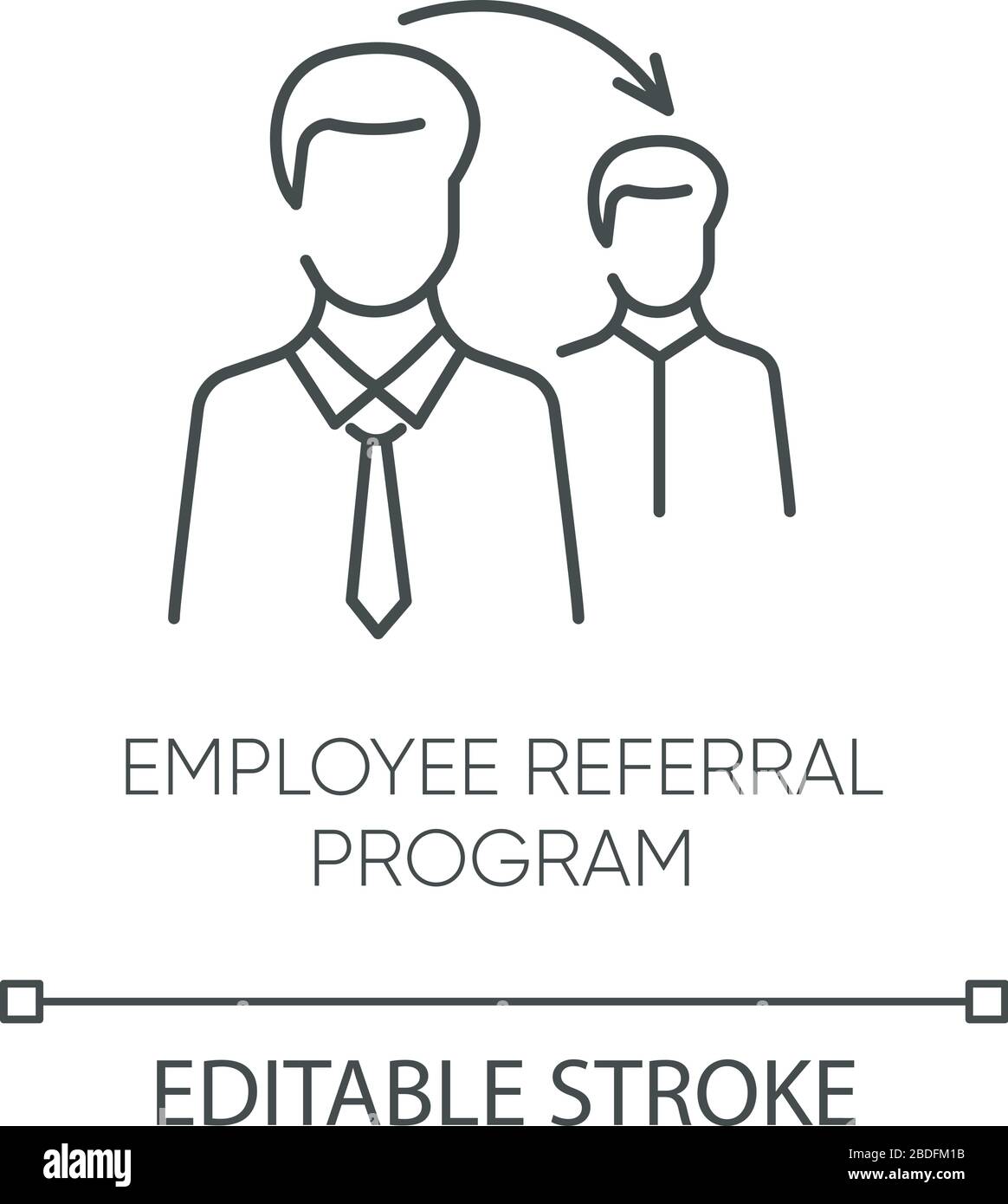 Icône linéaire Perfect pixel du programme de recommandation des employés. Illustration personnalisable en ligne fine. Recherche de main-d'œuvre, symbole de contour de recrutement de référence. Vecteur Illustration de Vecteur