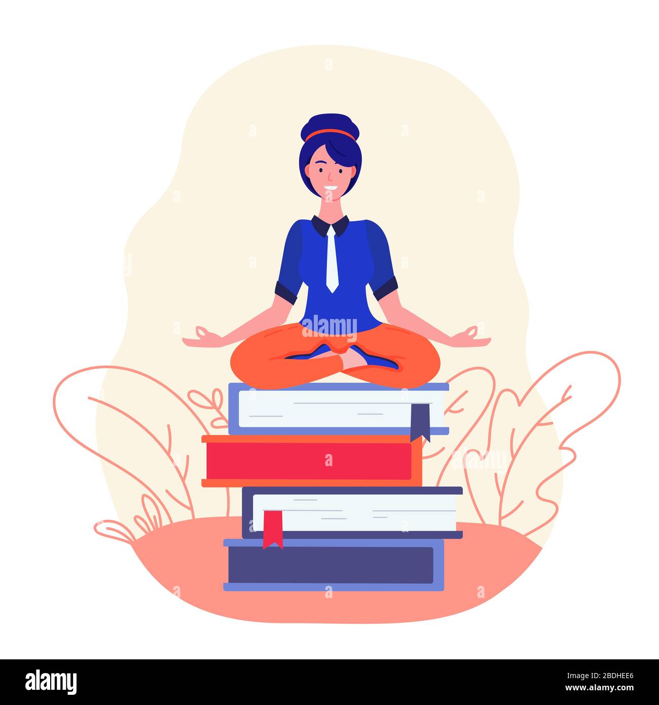 Business Woman meditating. Woman in yoga pose Illustration de Vecteur