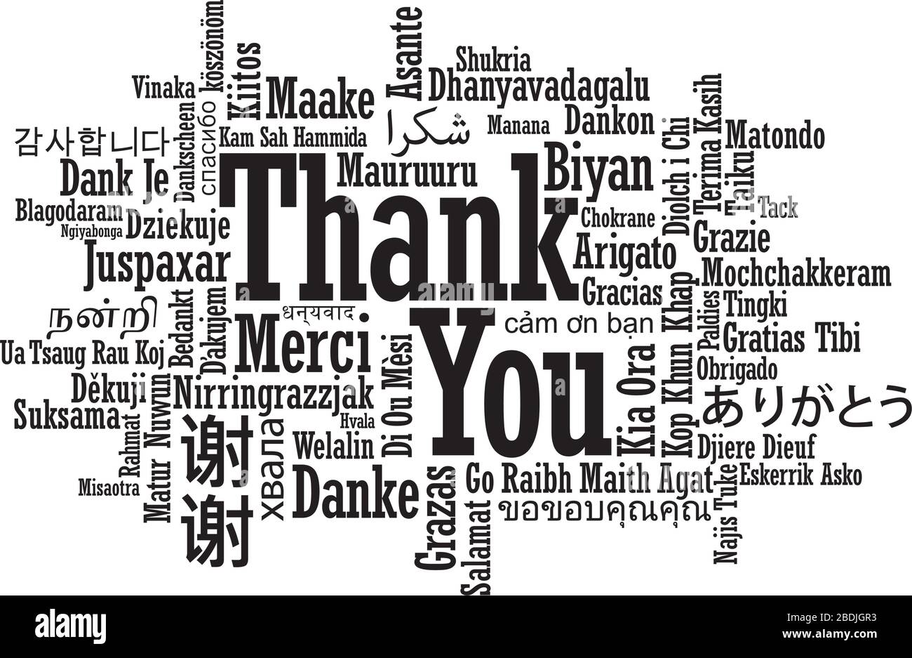 Merci Word Cloud dans plusieurs langues internationales en format vectoriel Illustration de Vecteur