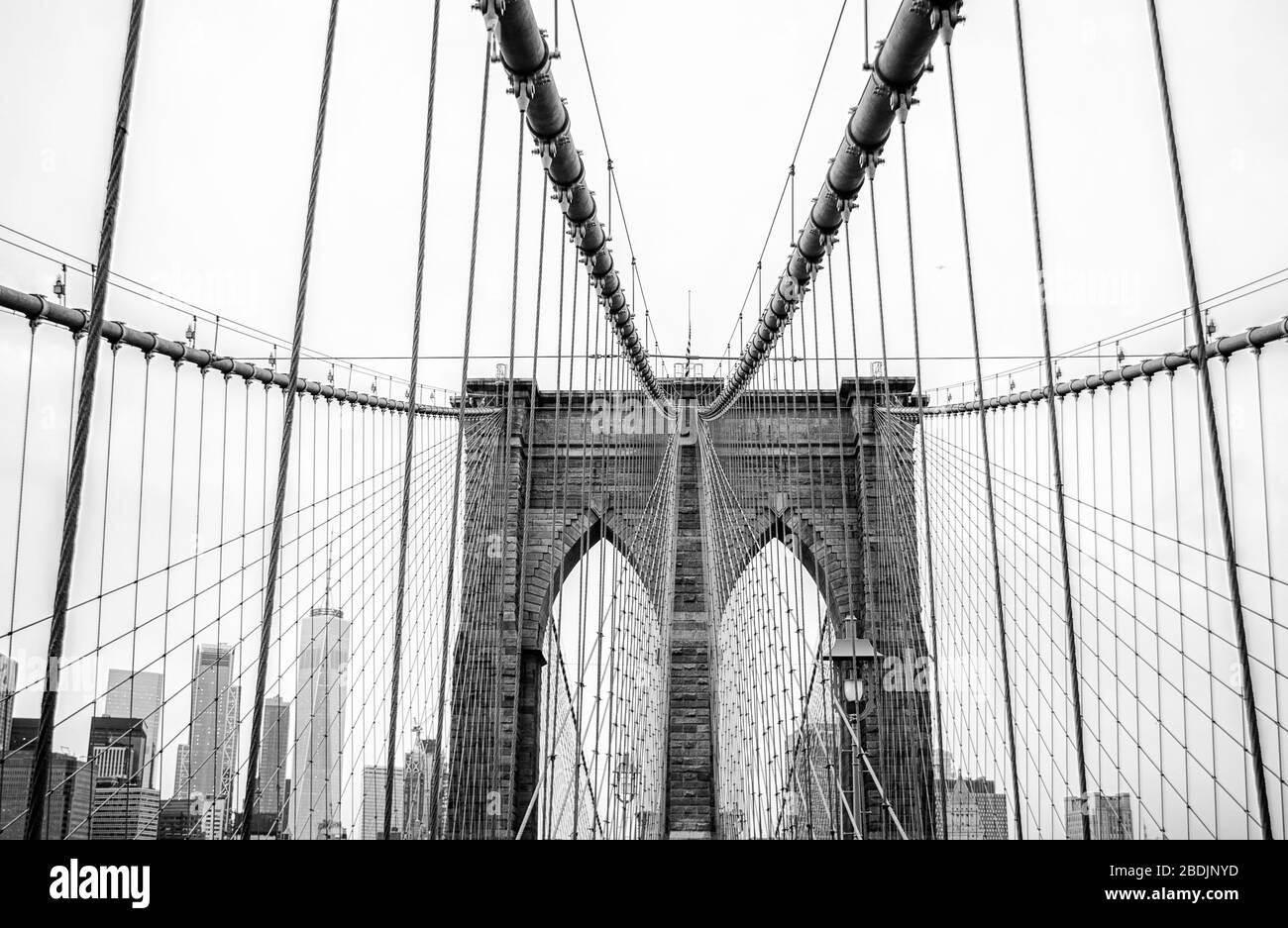 Pont suspendu du pont de Brooklyn, New York Banque D'Images