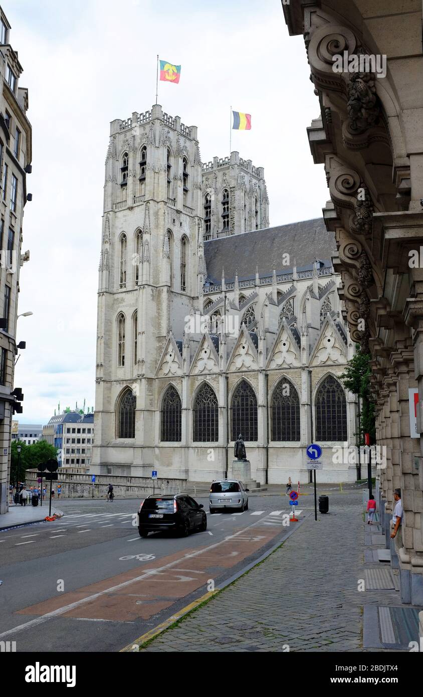 Cathédrale Saint-Michel et Saint-Gudula au centre ville de Bruxelles.Belgique Banque D'Images