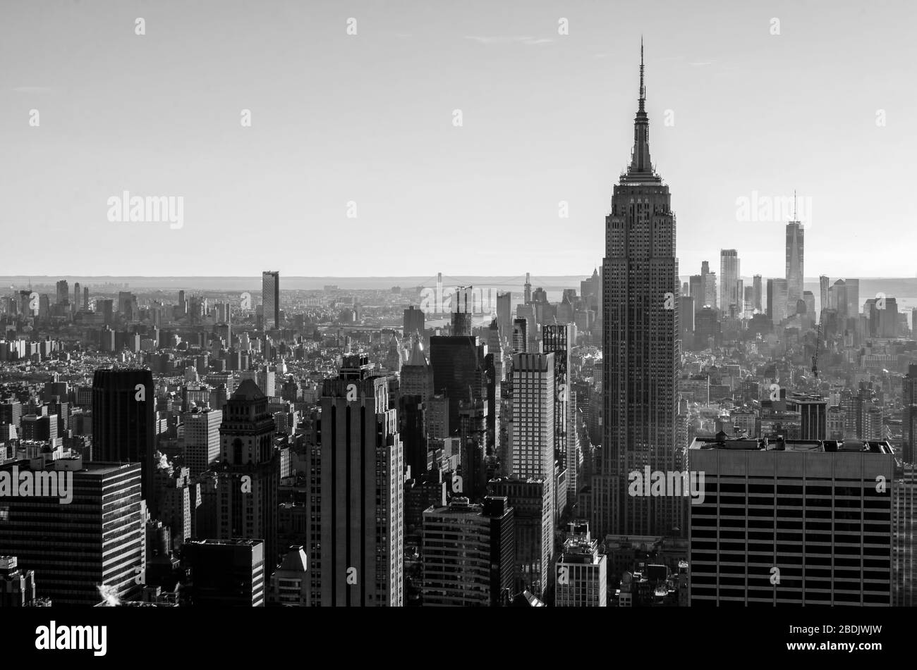 Vue panoramique noir et blanc sur New York Banque D'Images