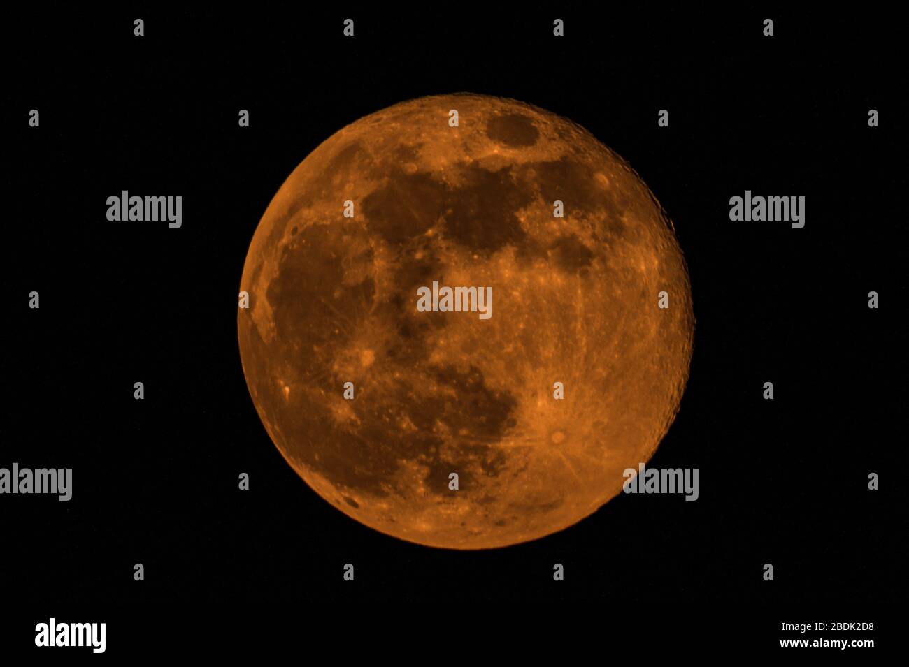 Ou A Ete Prise La Photo Lune Pix Pays La Haye, Pays-Bas. Jeudi 8 avril 2020. Une lune super rose monte au-dessus  de la Haye. Bien que plus jaune à orange en couleur et pas rose. Le nom de  la super