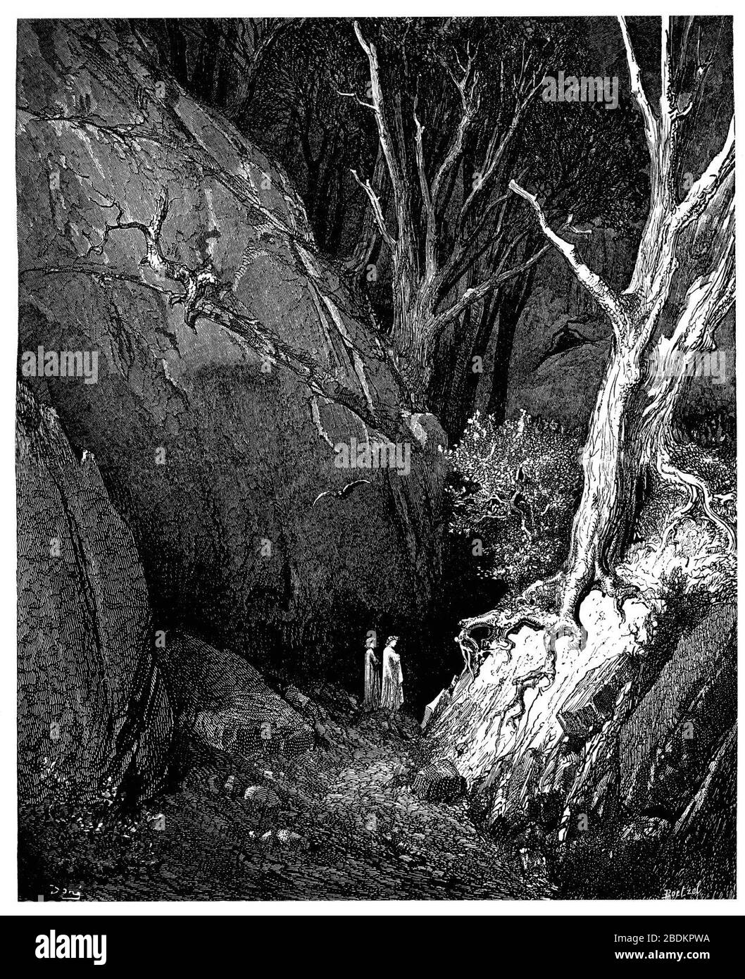 Gustave Doré - Dante Alighieri - Inferno - planche 5 (fin de Canto I). Banque D'Images