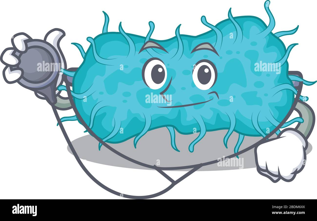 bactéries prokaryote dans le personnage de dessin animé de médecin avec des outils Illustration de Vecteur