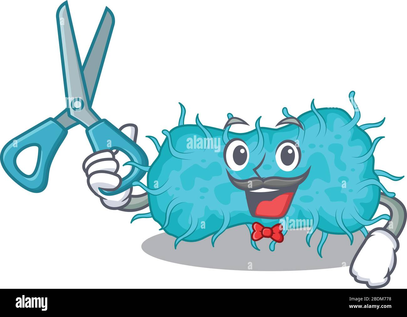Motif personnage de dessin animé sportif de prokaryote bactérienne avec barbier Illustration de Vecteur