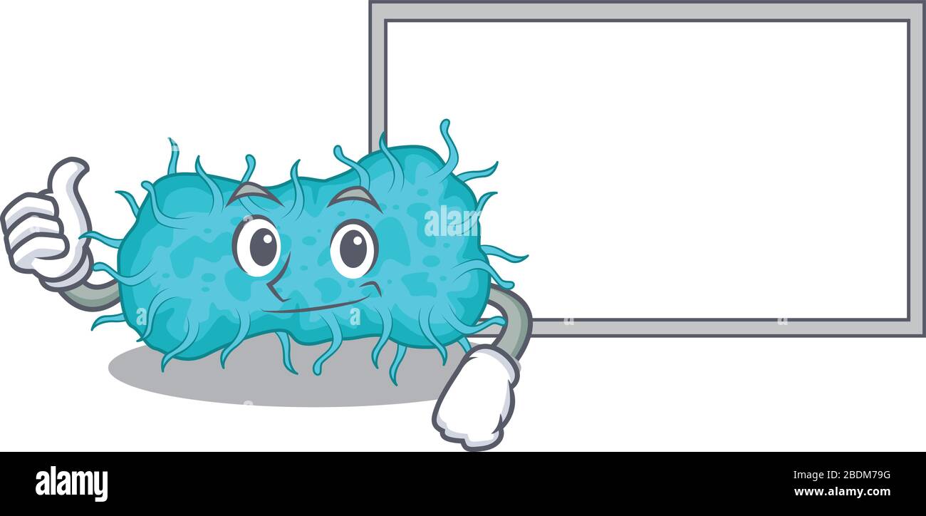 Bactéries humoristiques prokaryote dessin de dessin animé Thumbs up apporter un tableau blanc Illustration de Vecteur