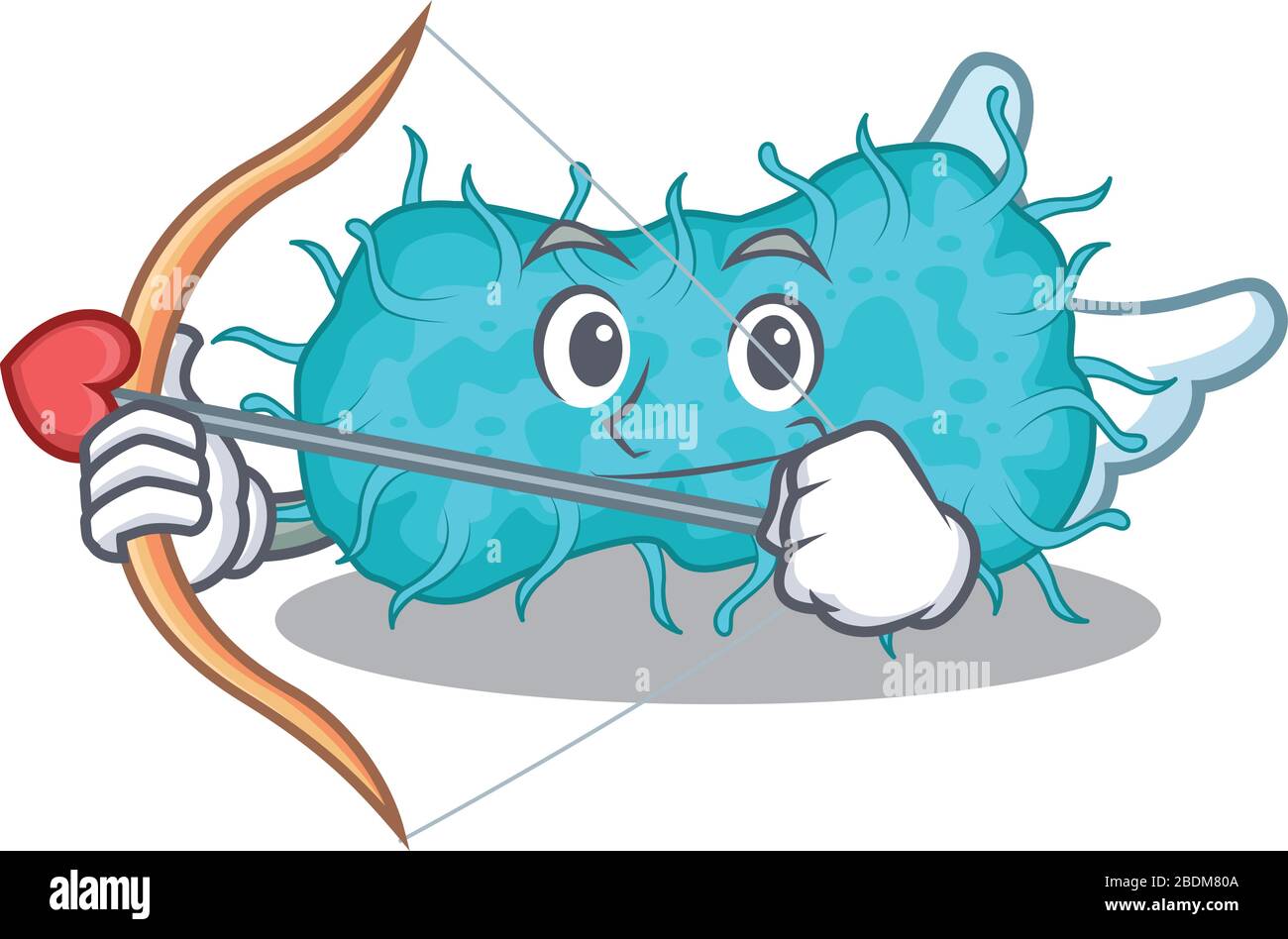 bactéries prokaryote dans le personnage de dessin animé cupide avec flèche et ailes Illustration de Vecteur