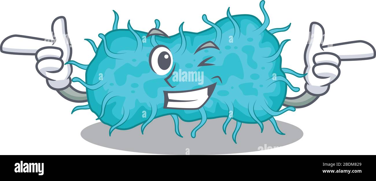 Dessin animé concept de bactéries prokaryote avec oeil de clin d'œil drôle Illustration de Vecteur