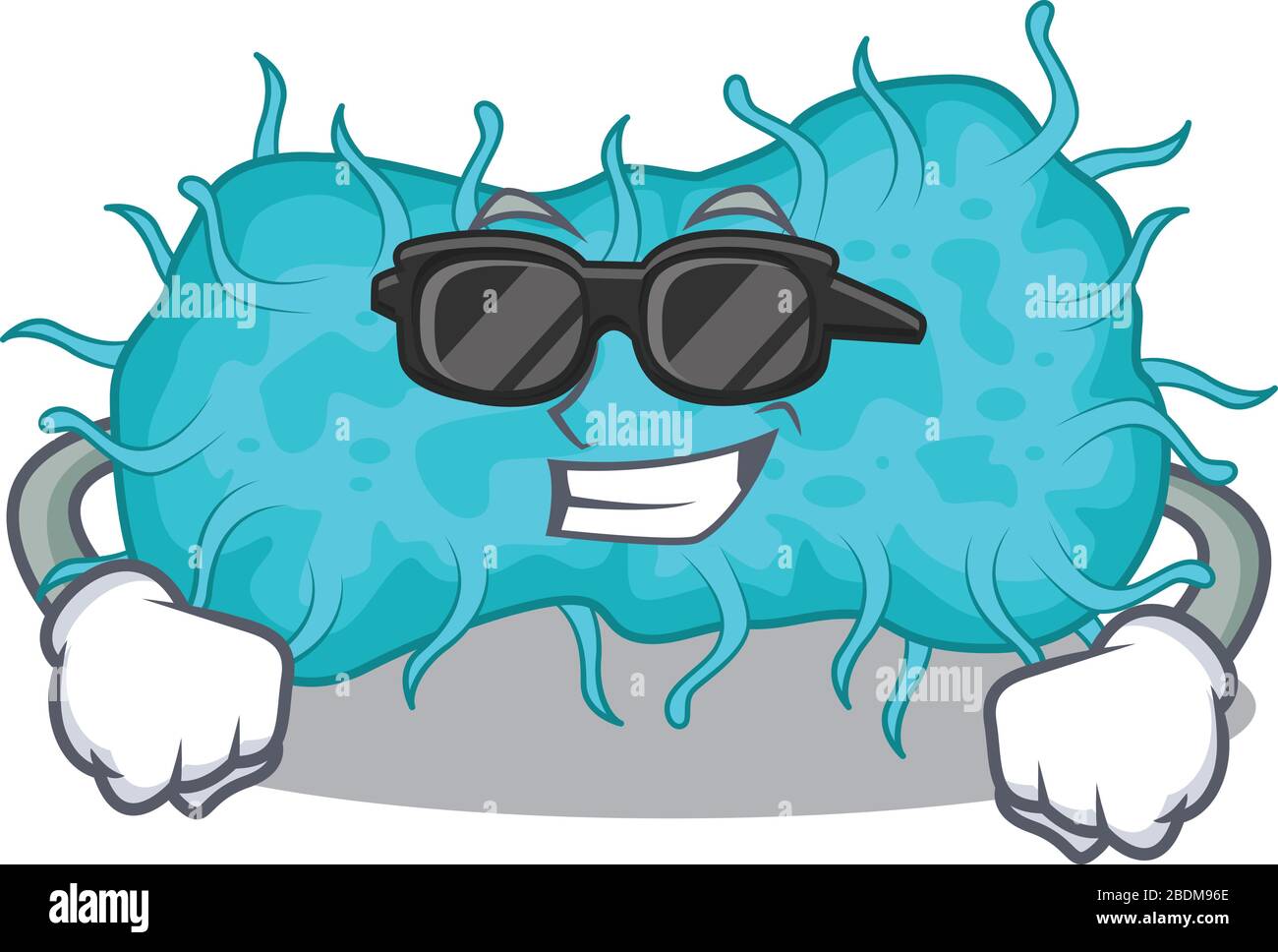 Cool bactéries prokaryote personnage de dessin animé portant des verres noirs coûteux Illustration de Vecteur