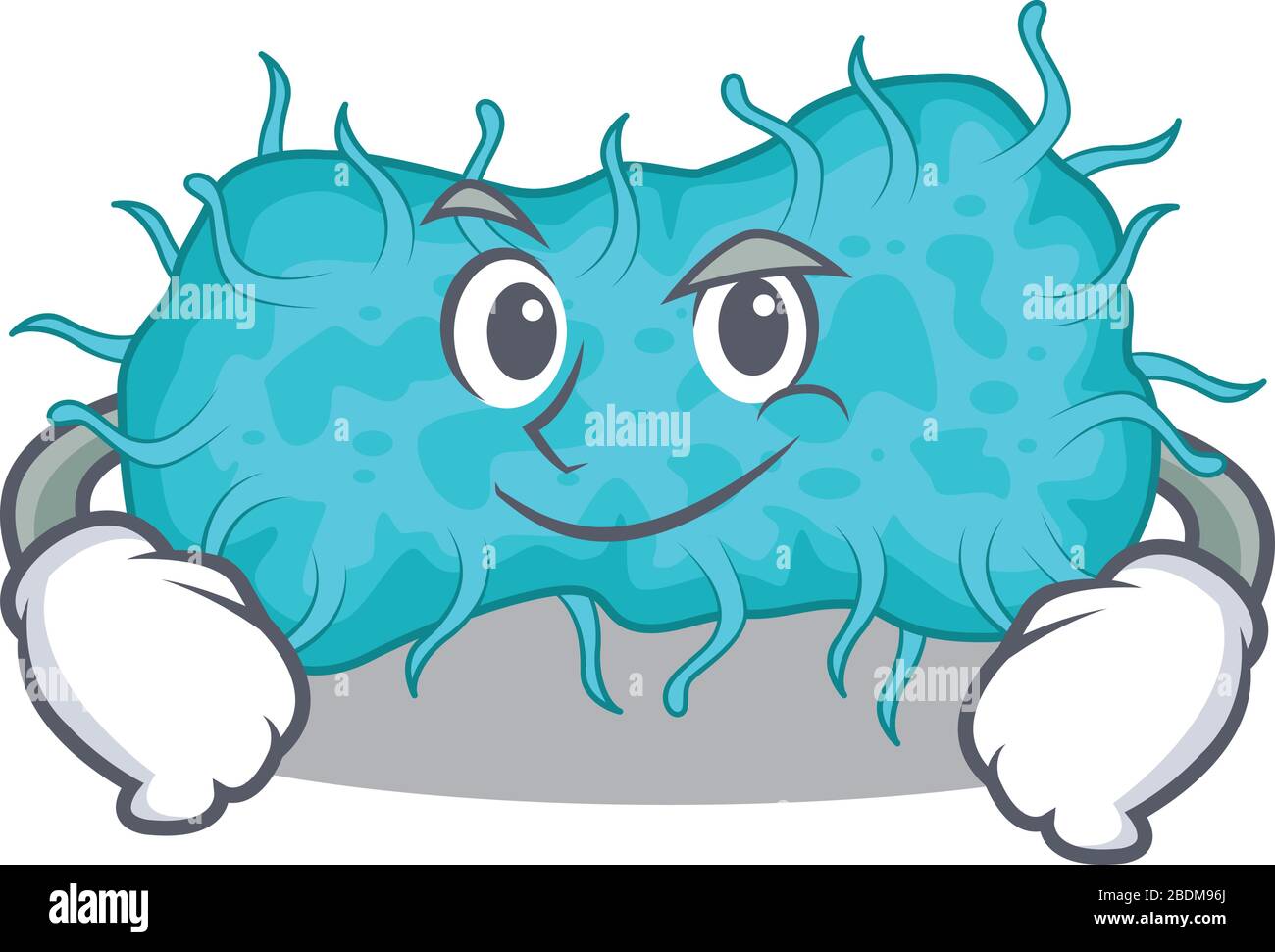 Une mascotte de bactéries prokaryote ayant un geste confiant Illustration de Vecteur