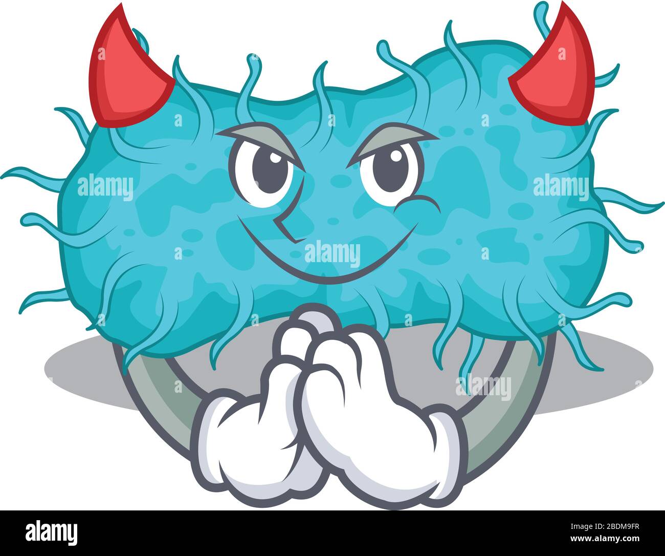 bactéries prokaryote vêtu comme diable dessin de personnage de dessin de dessin animé Illustration de Vecteur