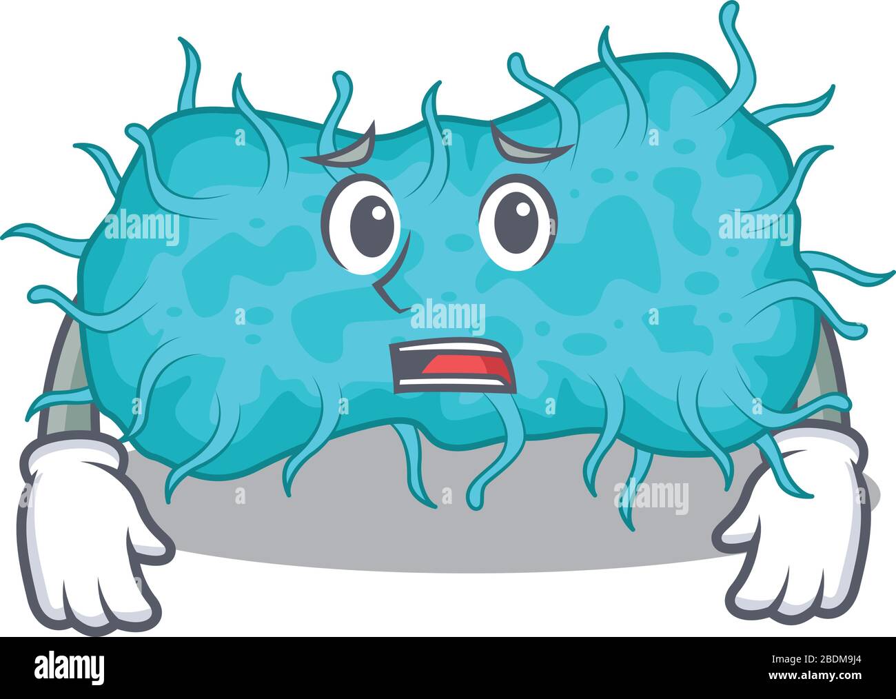 Style de dessin animé de bactéries prokaryote montrant le visage inquiet Illustration de Vecteur