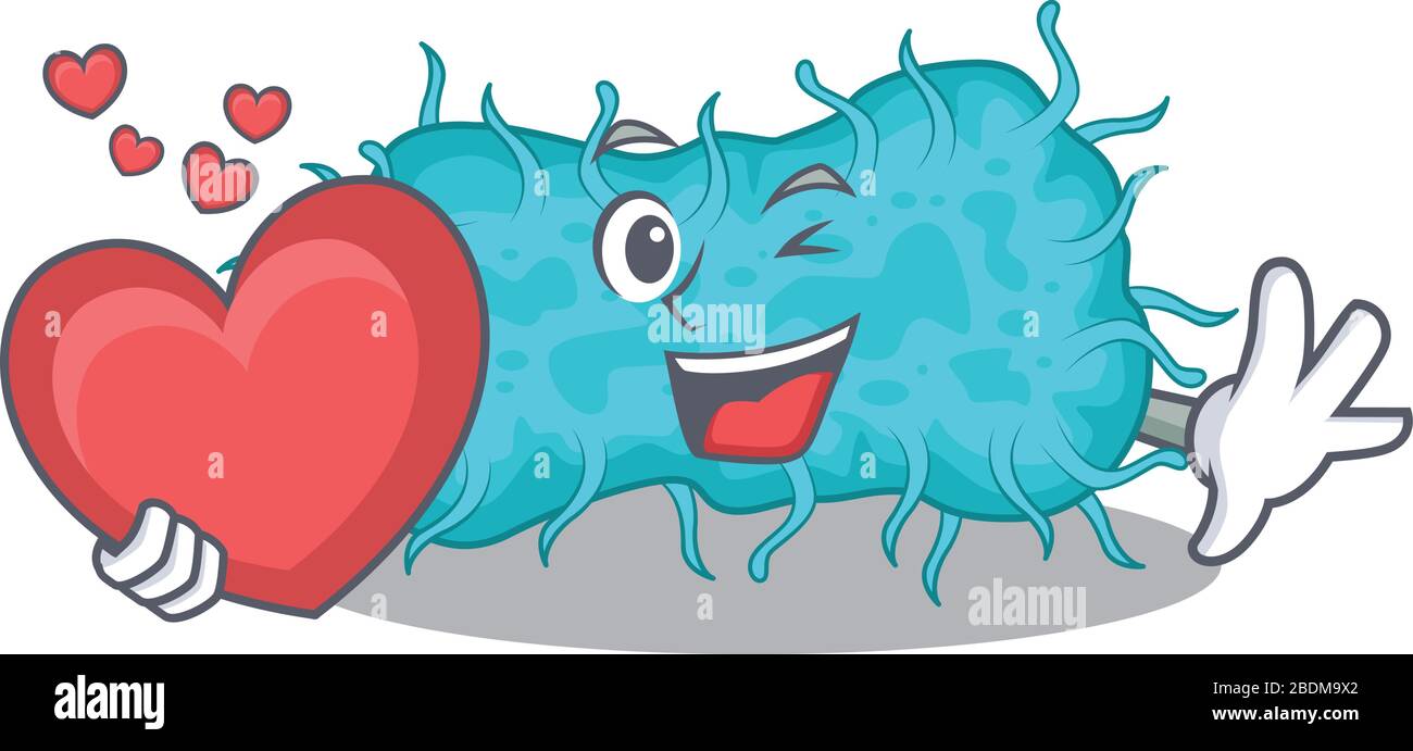 Un style de personnage de dessin animé prokaryote de bactéries douces avec un coeur Illustration de Vecteur