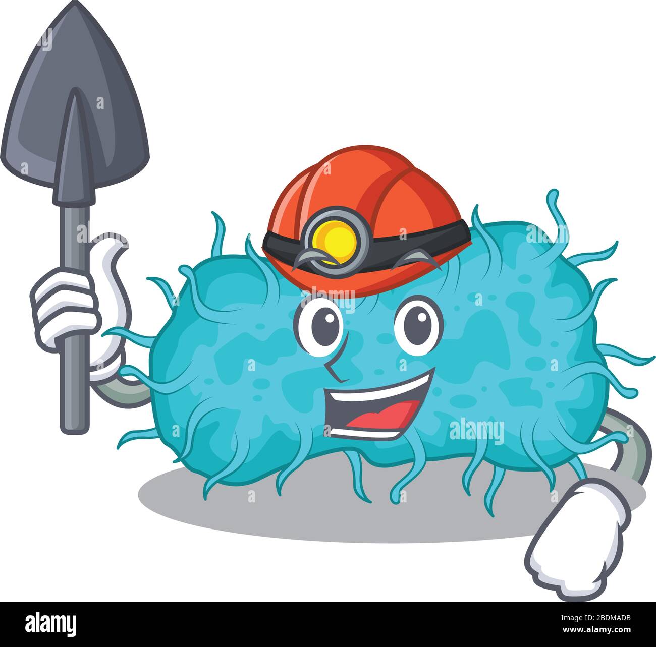 concept de dessin de dessin de méné de bactéries prokaryote avec outil et casque Illustration de Vecteur