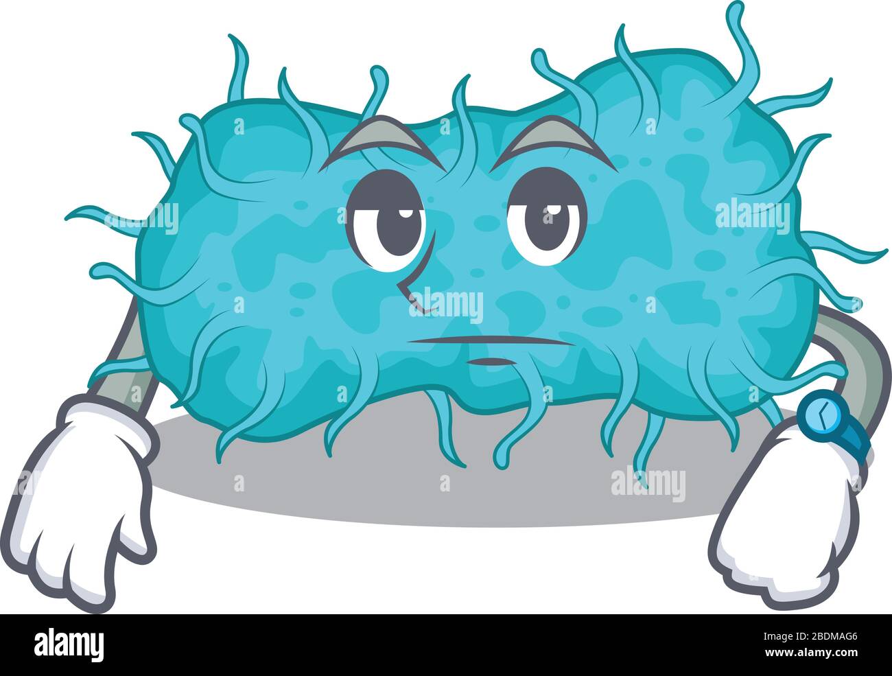 Motif mascotte de prokaryote de bactéries montrant le geste d'attente Illustration de Vecteur