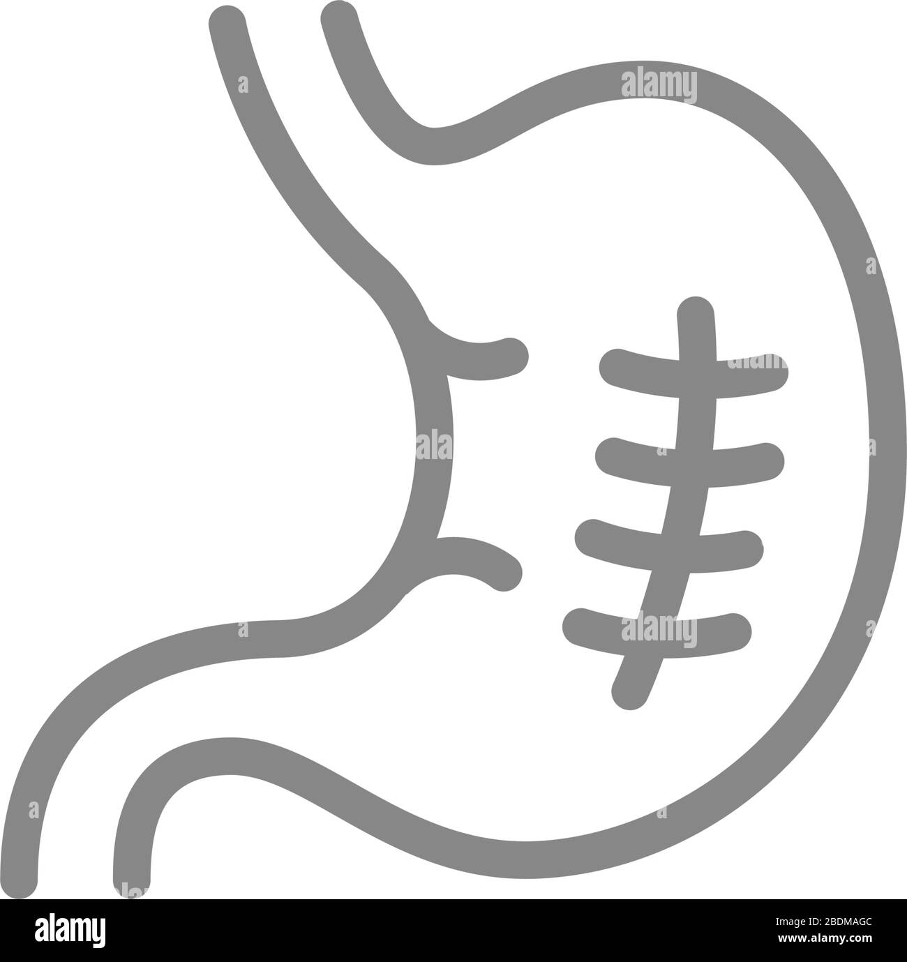 Cicatrice sur l'icône de la ligne d'estomac. Chirurgie de l'estomac, gastrectomie des manches, symbole d'ulcère Illustration de Vecteur