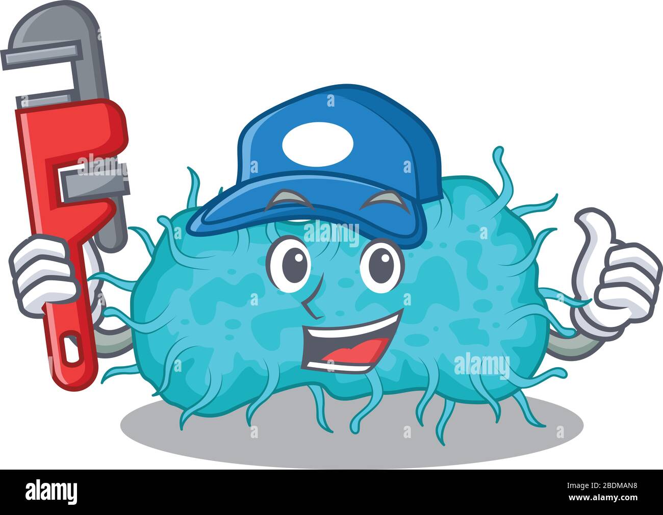 Motif personnage de dessin animé de Plumber Smart Prokaryote avec outil Illustration de Vecteur