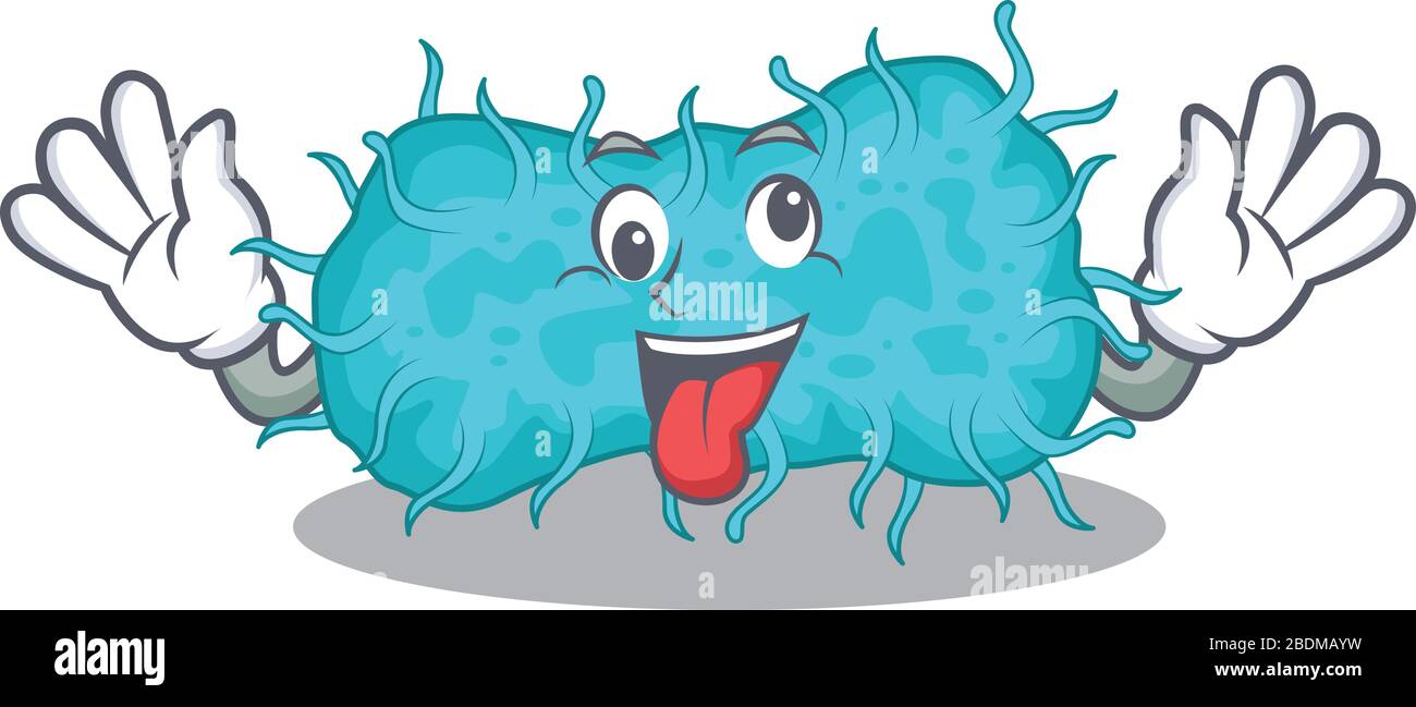 Un dessin animé de bactéries prokaryote ayant un visage fou Illustration de Vecteur