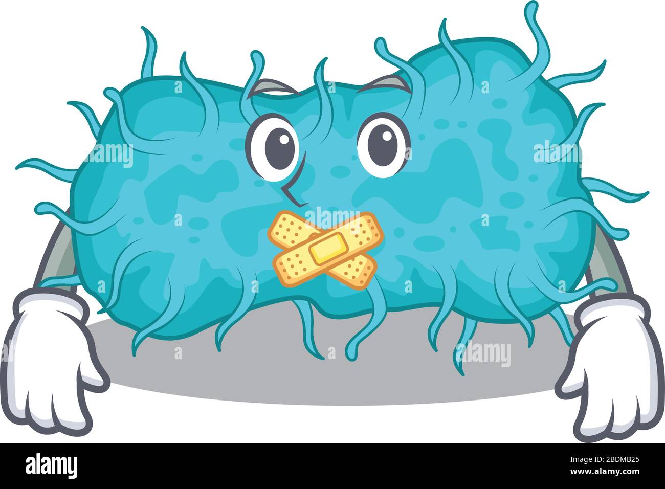 bactéries prokaryote style de personnage de dessin animé avec un mystérieux geste silencieux Illustration de Vecteur