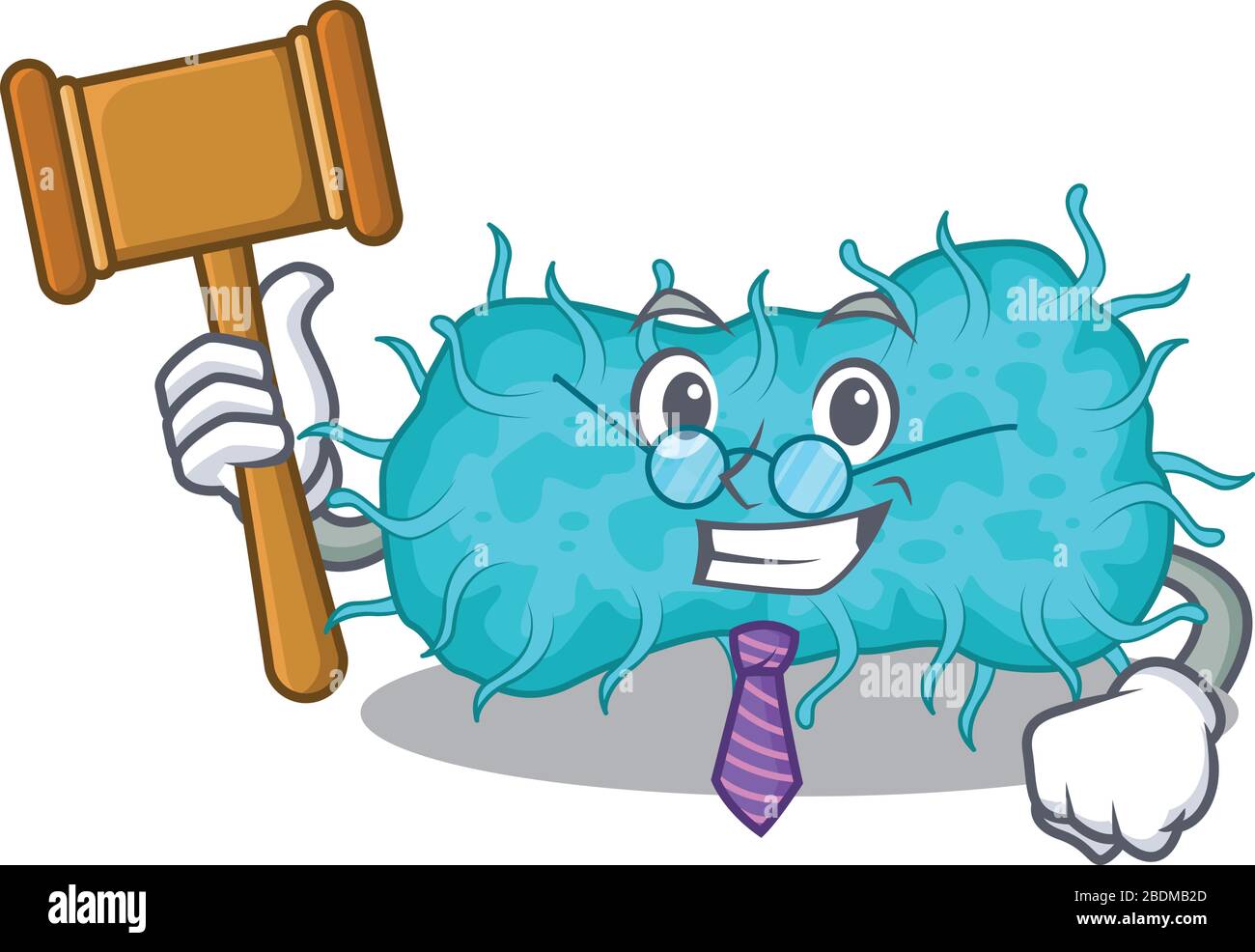 Un humble juge de bactéries prokaryote dessin de personnage de dessin animé portant des lunettes Illustration de Vecteur