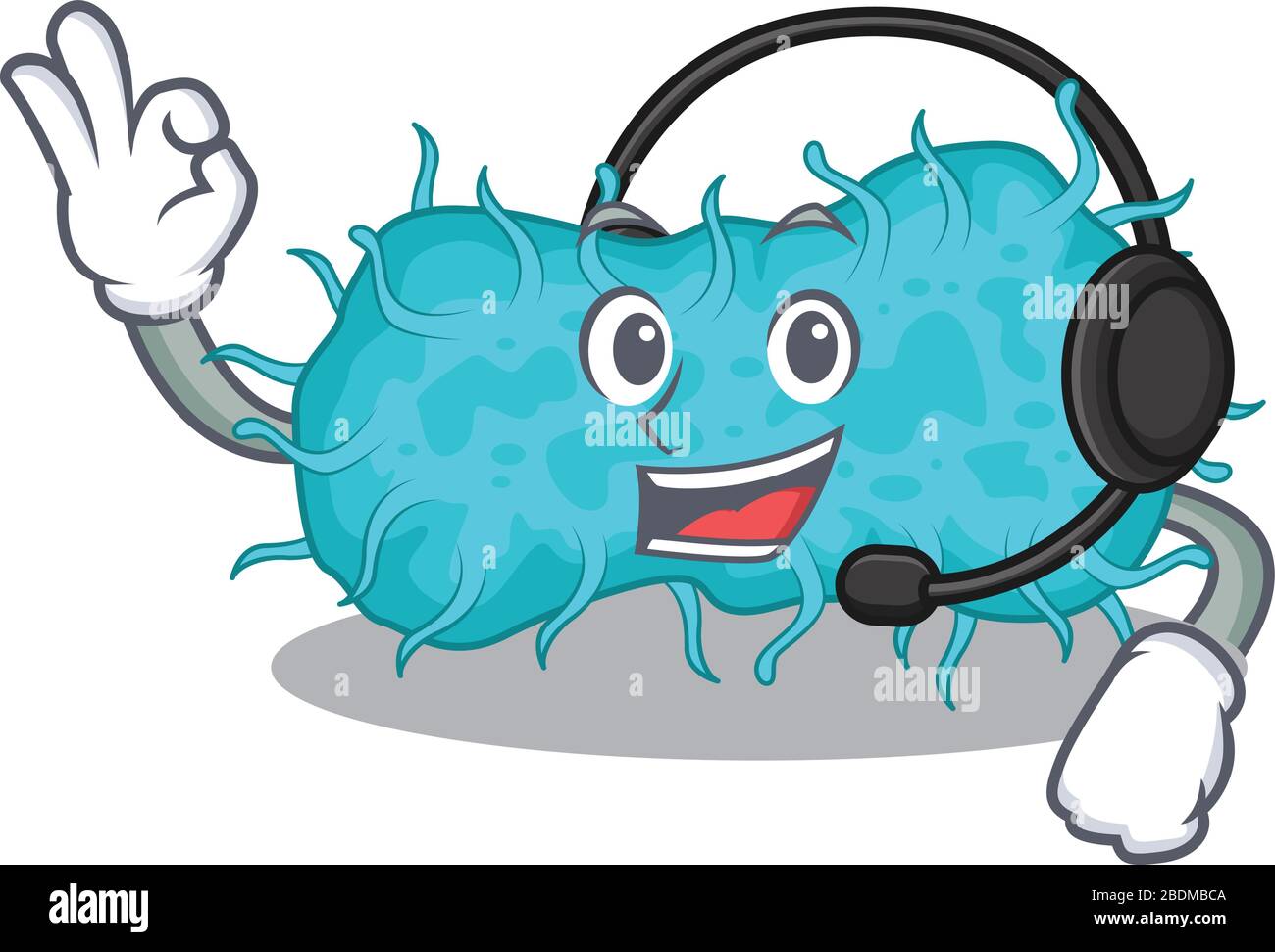 Un magnifique concept de mascotte prokaryote de bactéries portant un casque Illustration de Vecteur