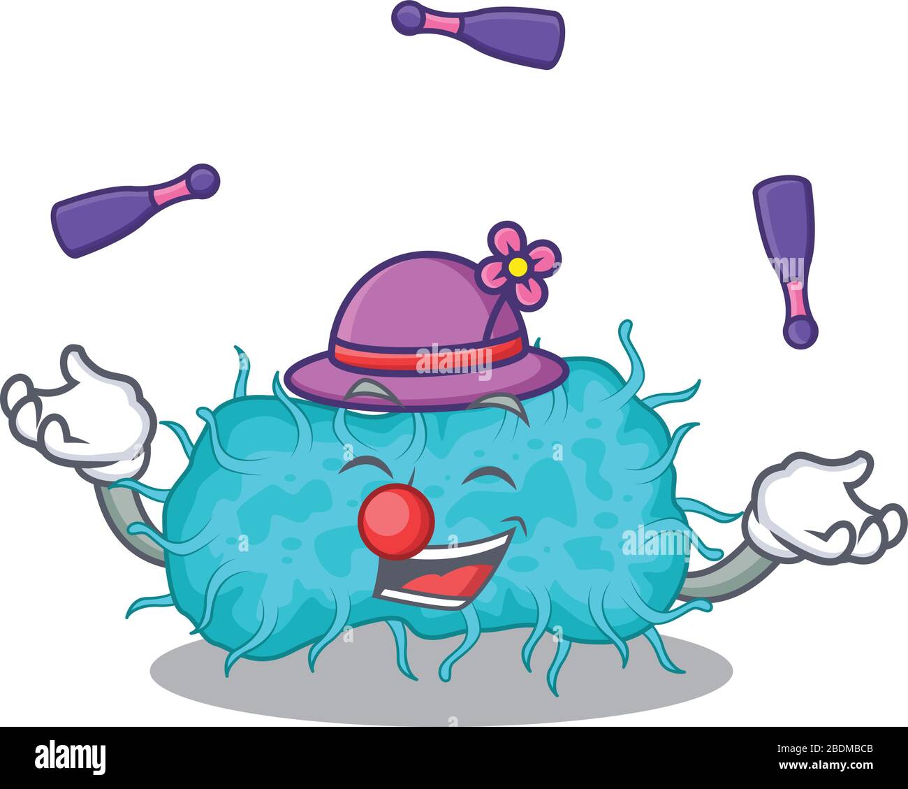 Une jolie bactérie prokaryote dessin de dessin de dessin de style jouant jonglant Illustration de Vecteur