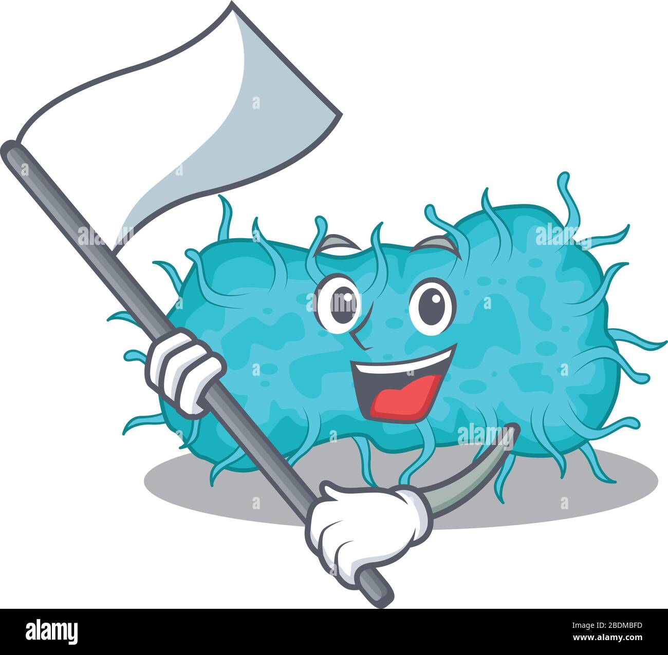 Une mascotte nationaliste de bactéries prokaryote de caractère avec drapeau Illustration de Vecteur
