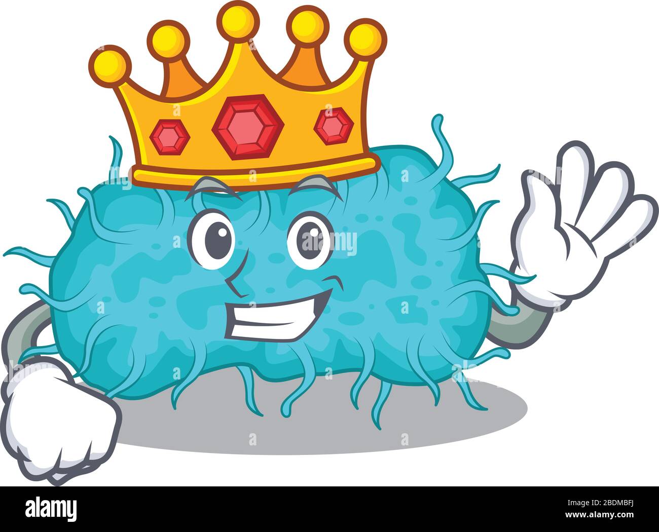 Un roi sage de bactéries prokaryote mascotte style design Illustration de Vecteur