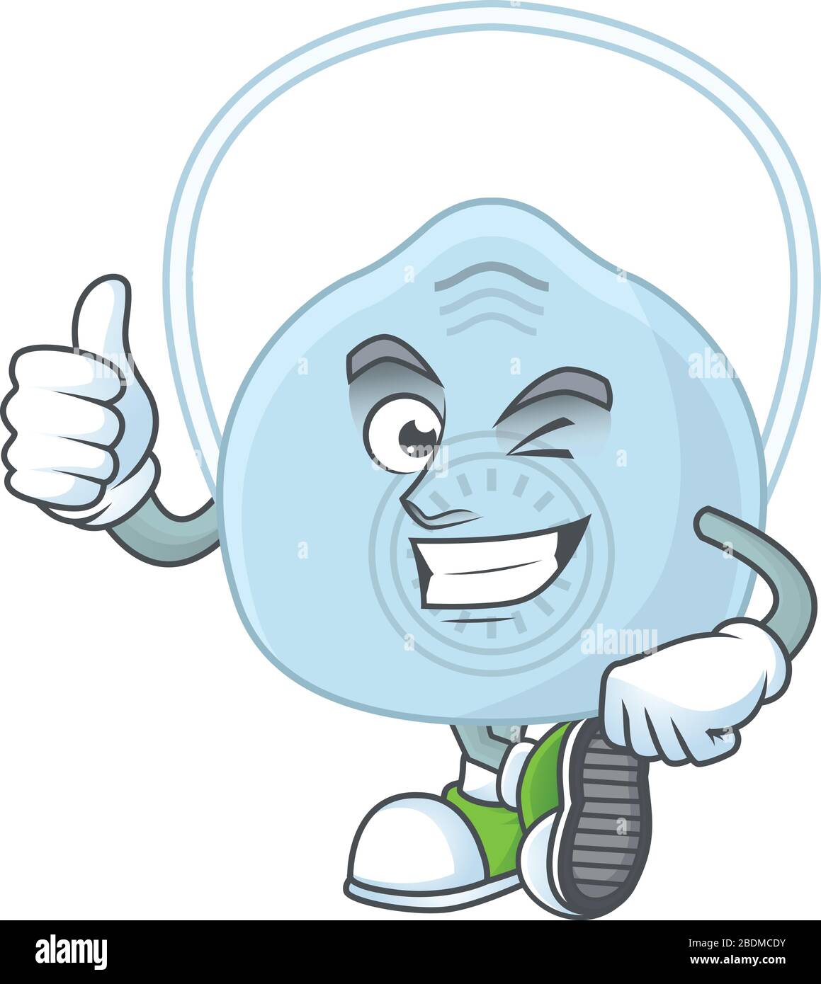 Masque de respiration à motif mascotte montrant les Thumbs vers le haut du doigt Illustration de Vecteur
