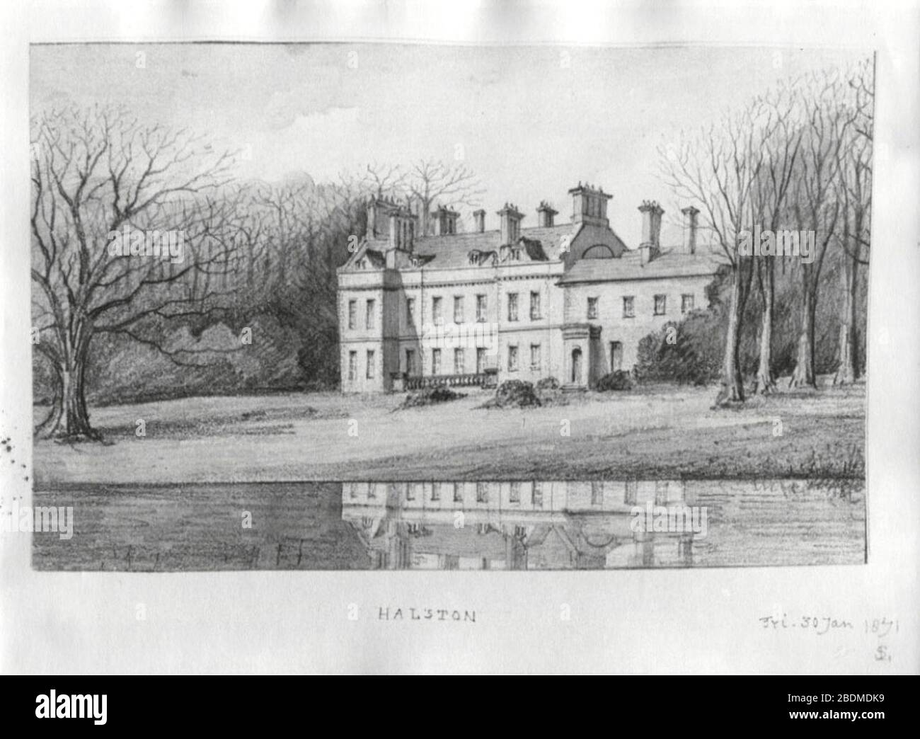 Halston Hall, 1871, dans Sketches, vol. 4, par Stanley Leighton. Banque D'Images