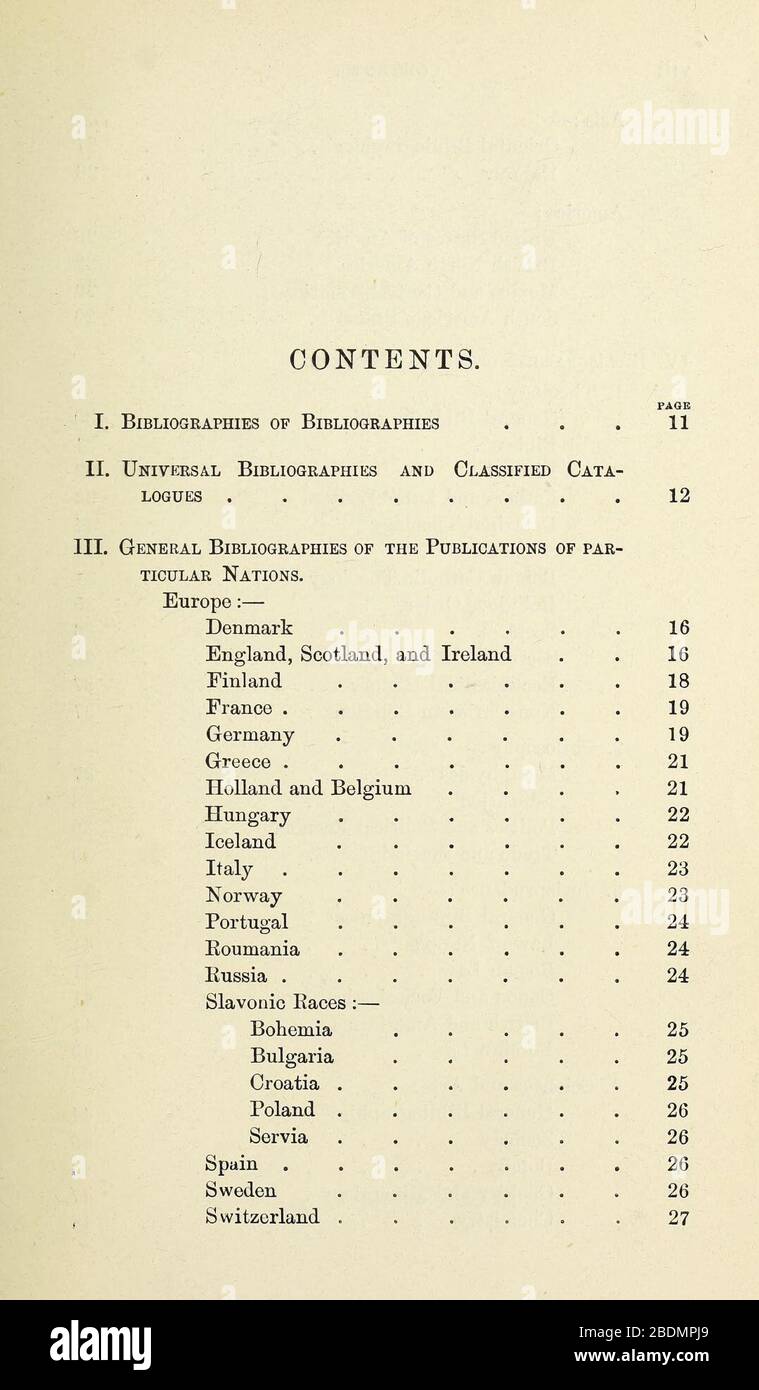 Liste des bibliographies, catalogues classifiés et index placés dans la salle de lecture du British Museum pour référence (Page 7) Banque D'Images