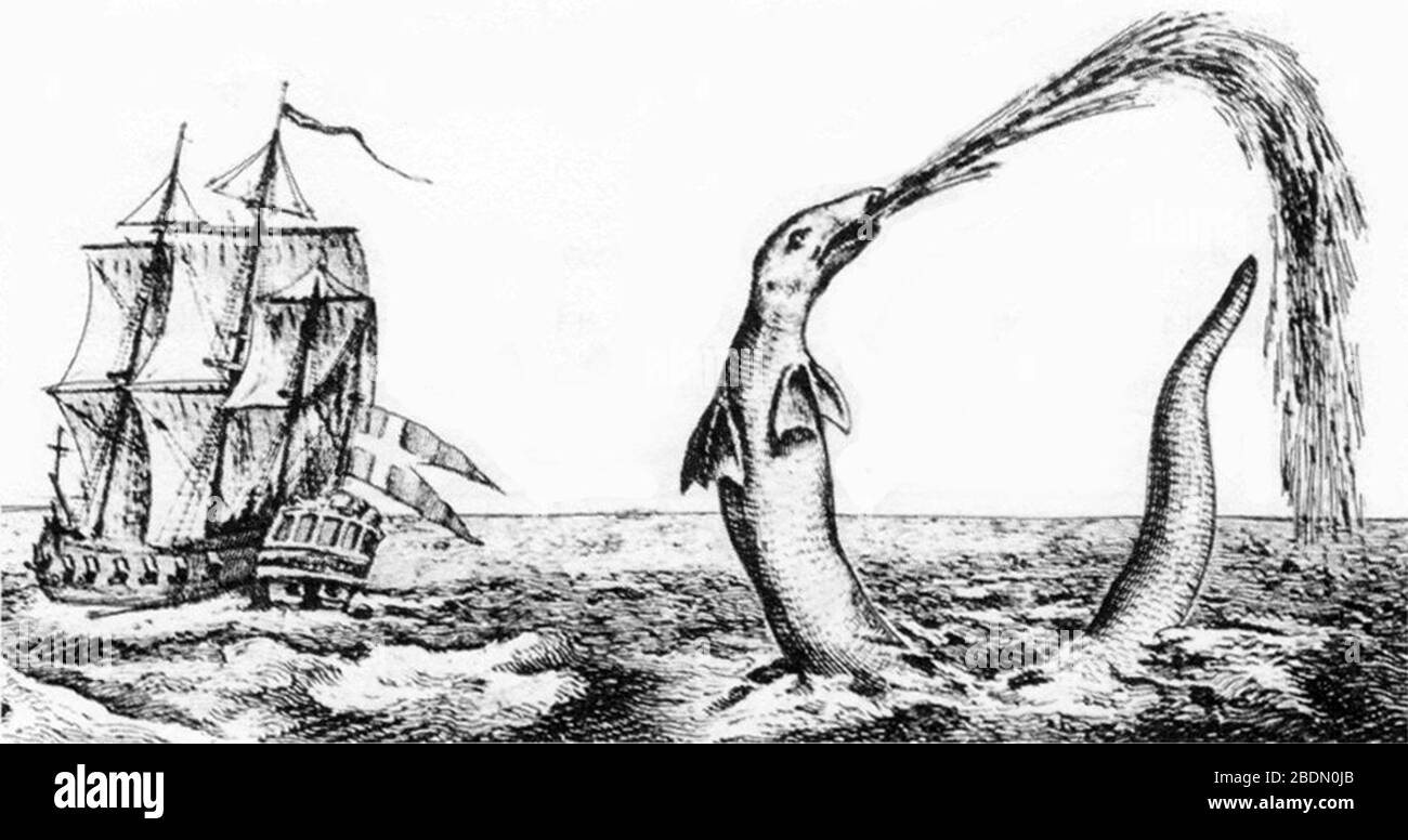 Hans Egede serpent de mer 1734. Banque D'Images