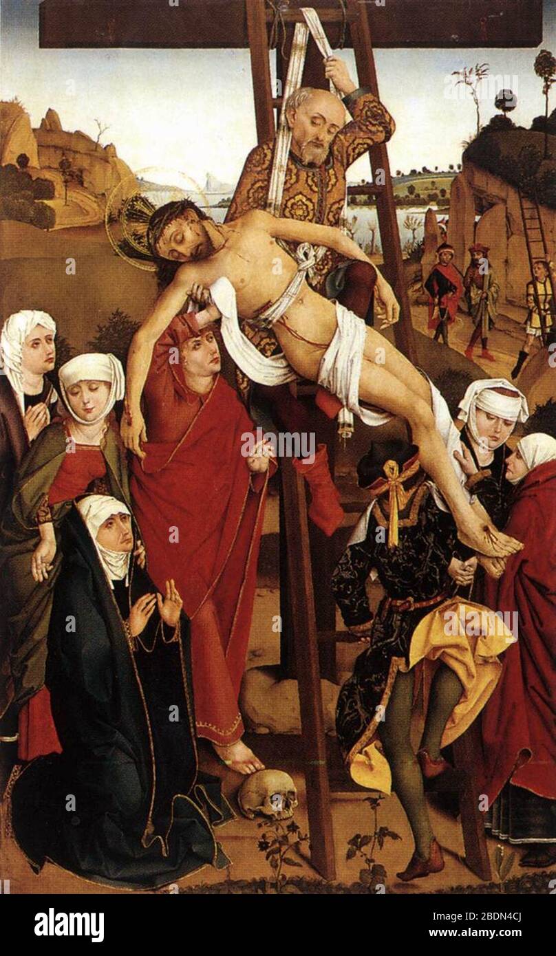 Hans Pleydenwurff - Crucifixion du Hof Altarpiece Banque D'Images