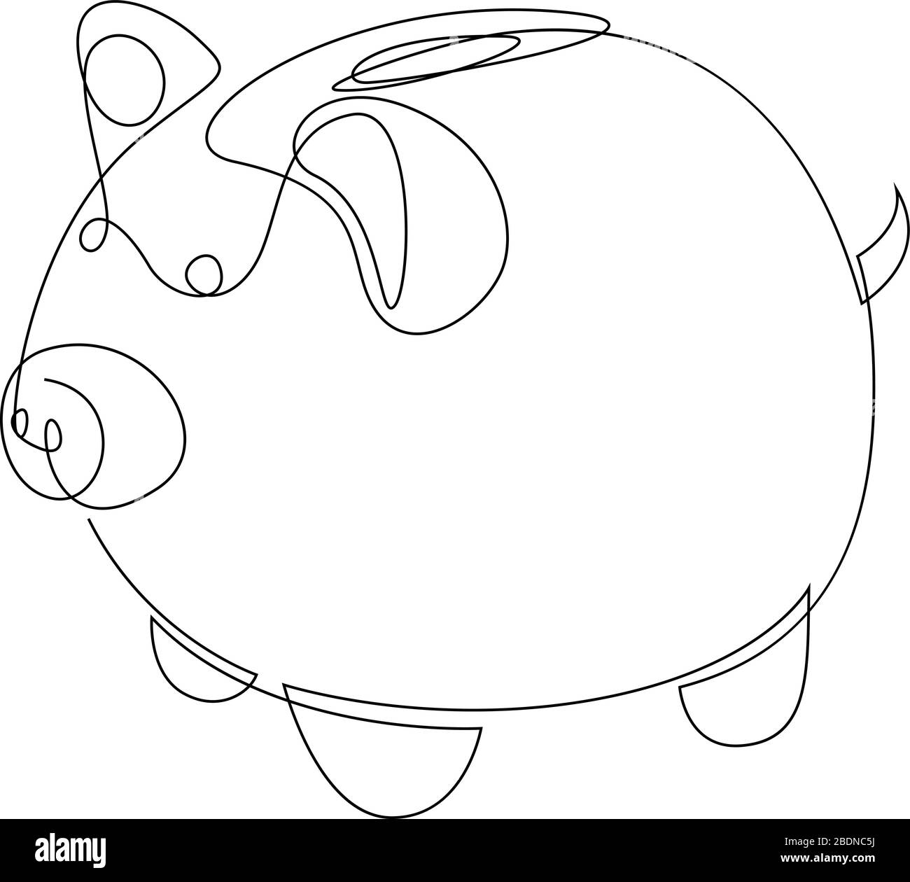 Porc céramique d'une ligne. Illustration vectorielle simple de style minimal Illustration de Vecteur
