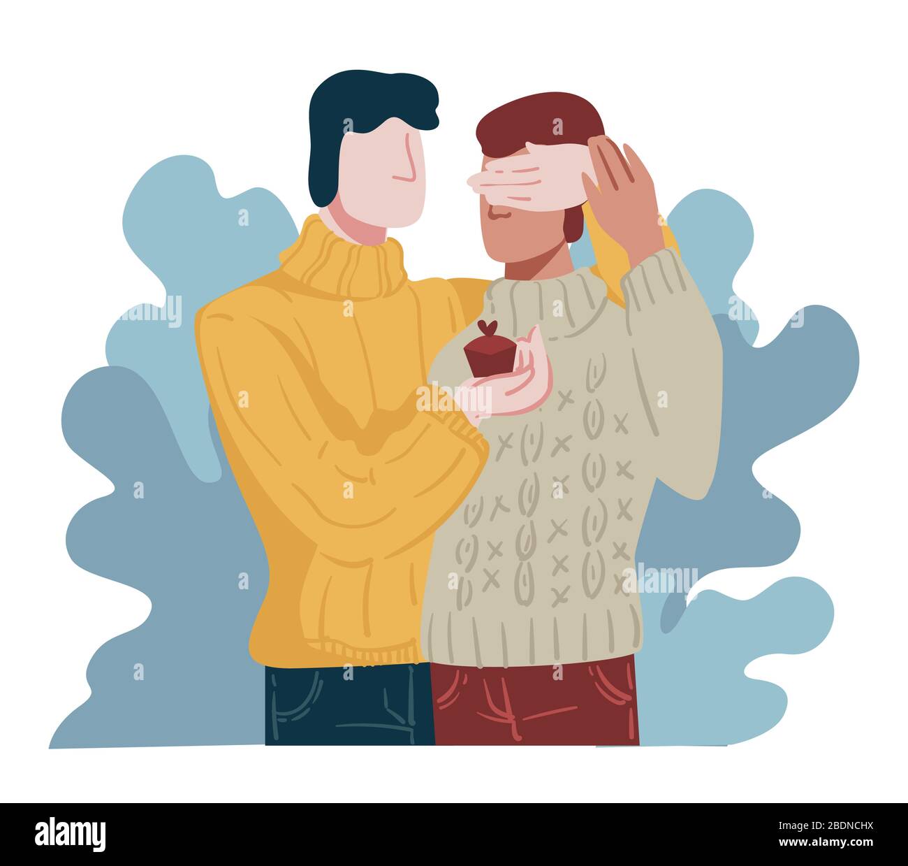 Proposition d'engagement surprise de partenaire dans un couple gay Illustration de Vecteur