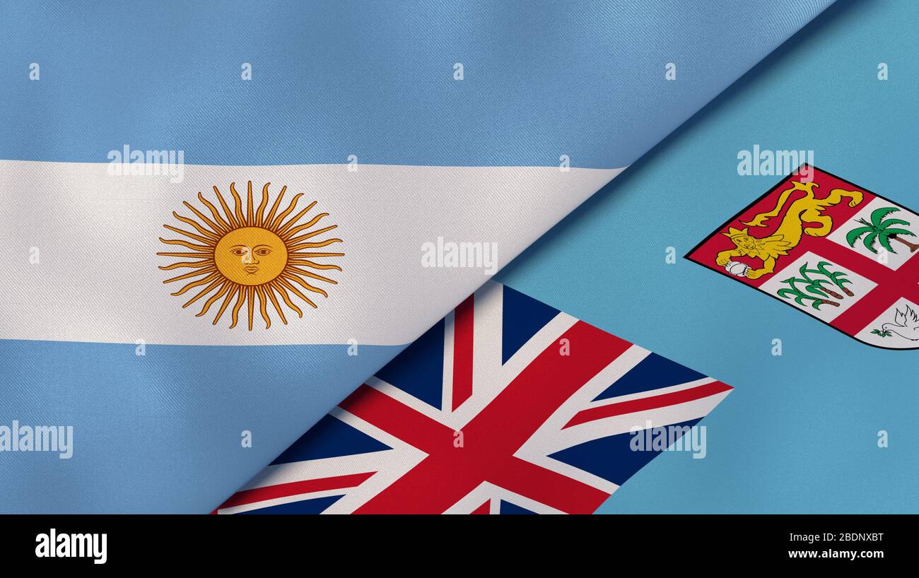 Deux drapeaux des États de l'Argentine et des Fidji. Expérience professionnelle de haute qualité. illustration tridimensionnelle Banque D'Images