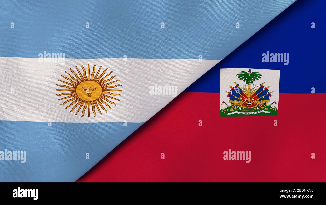 Deux drapeaux d'Etats d'Argentine et d'Haïti. Expérience professionnelle de haute qualité. illustration tridimensionnelle Banque D'Images Deux drapeaux d'Etats d'Argentine et d'Haïti. Expérience professionnelle de haute qualité. illustration tridimensionnelle Banque D'Images